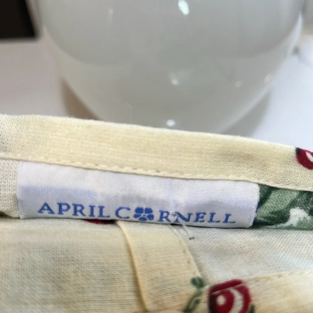 April Cornell Holly Napkins Set/4 Ivory w/ Green Ivy & Red Berries 16”x16” NW0T